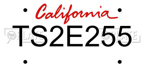 TS2E255 California License Plate