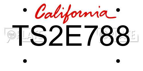 TS2E788 California License Plate