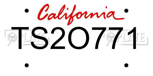 TS2O771 California License Plate