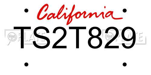 TS2T829 California License Plate