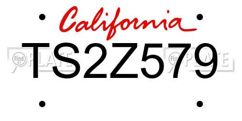 TS2Z579 California License Plate