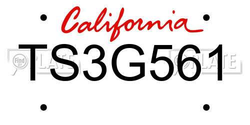 TS3G561 California License Plate