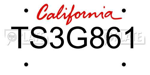 TS3G861 California License Plate