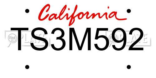TS3M592 California License Plate