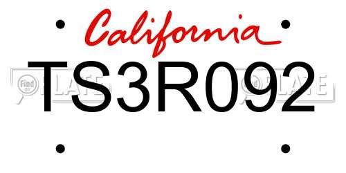 TS3R092 California License Plate