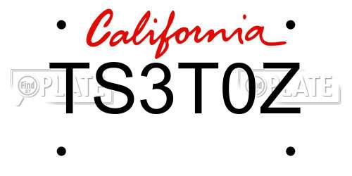 TS3T0Z California License Plate