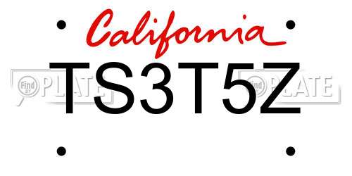 TS3T5Z California License Plate
