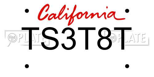 TS3T8T California License Plate