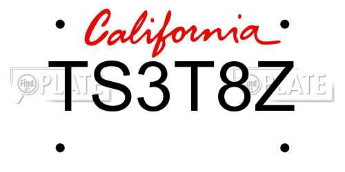 TS3T8Z California License Plate