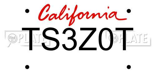TS3Z0T California License Plate
