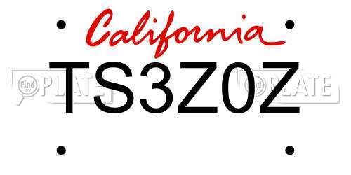 TS3Z0Z California License Plate