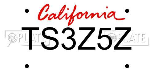 TS3Z5Z California License Plate