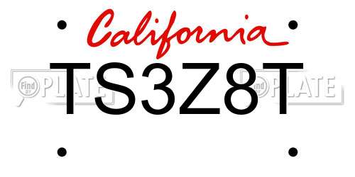 TS3Z8T California License Plate