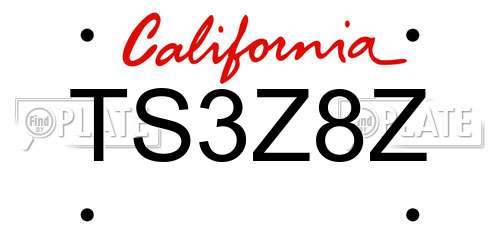 TS3Z8Z California License Plate