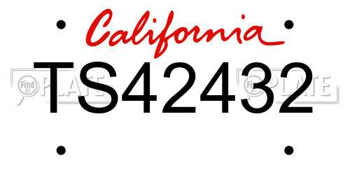 TS42432 California License Plate