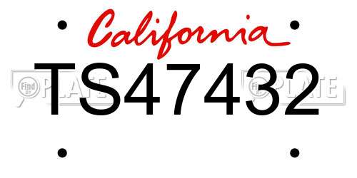 TS47432 California License Plate