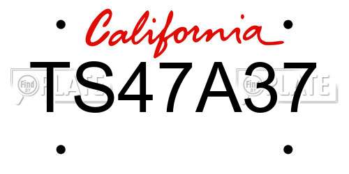 TS47A37 California License Plate