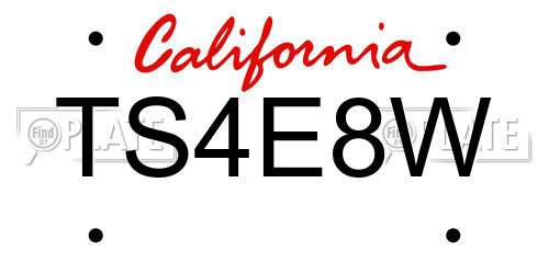 TS4E8W California License Plate