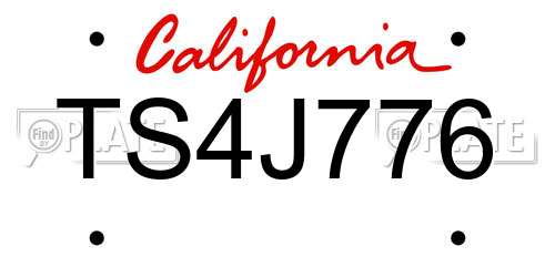 TS4J776 California License Plate