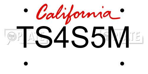 TS4S5M California License Plate