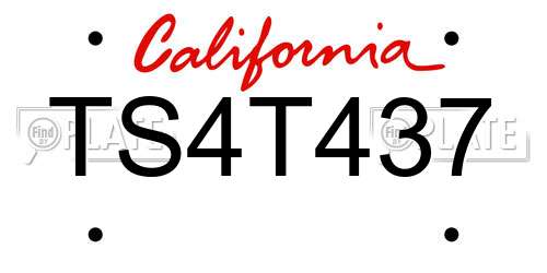 TS4T437 California License Plate