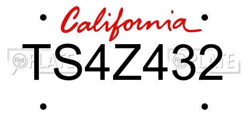 TS4Z432 California License Plate