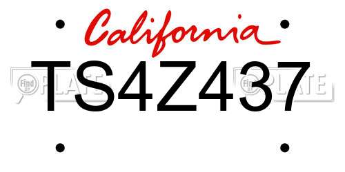 TS4Z437 California License Plate