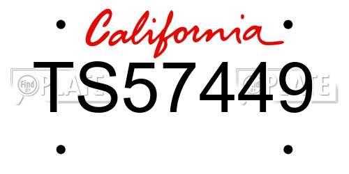TS57449 California License Plate