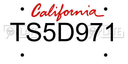 TS5D971 California License Plate