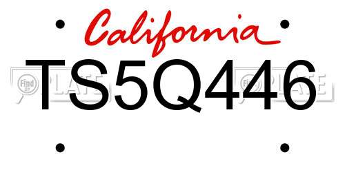TS5Q446 California License Plate