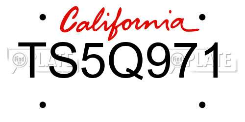 TS5Q971 California License Plate