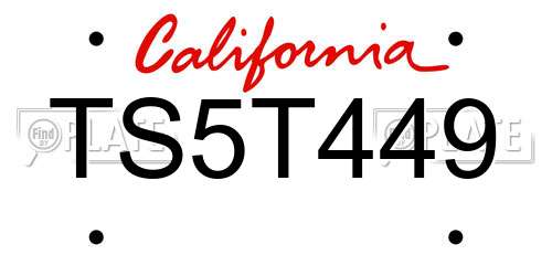 TS5T449 California License Plate