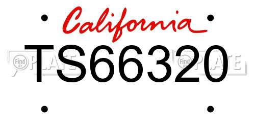 TS66320 California License Plate