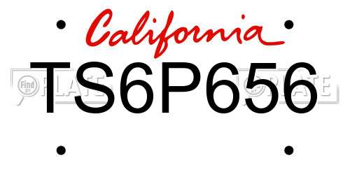 TS6P656 California License Plate