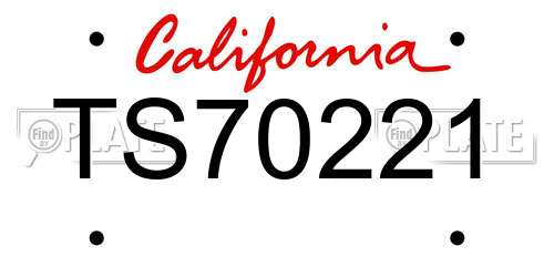 TS70221 California License Plate
