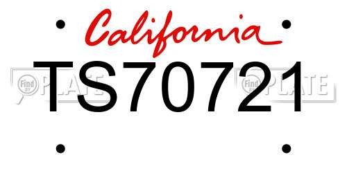 TS70721 California License Plate