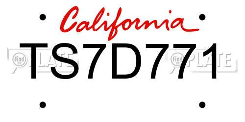 TS7D771 California License Plate