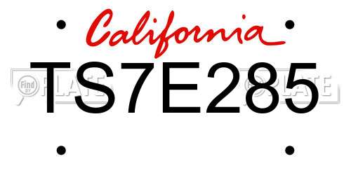 TS7E285 California License Plate