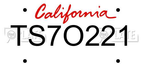 TS7O221 California License Plate