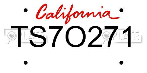 TS7O271 California License Plate