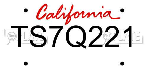 TS7Q221 California License Plate