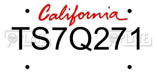 TS7Q271 California License Plate