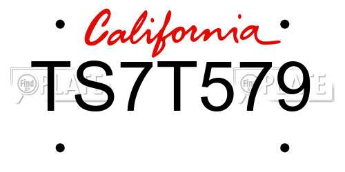TS7T579 California License Plate