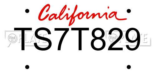 TS7T829 California License Plate