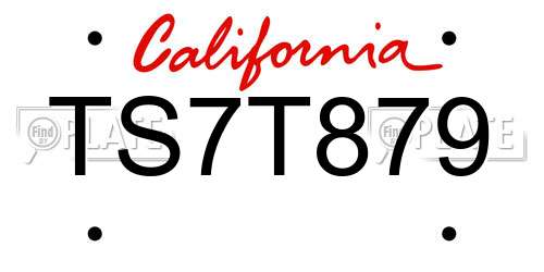 TS7T879 California License Plate