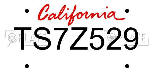 TS7Z529 California License Plate