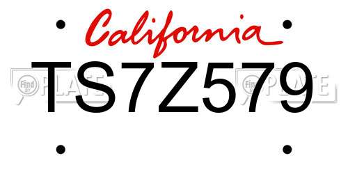 TS7Z579 California License Plate
