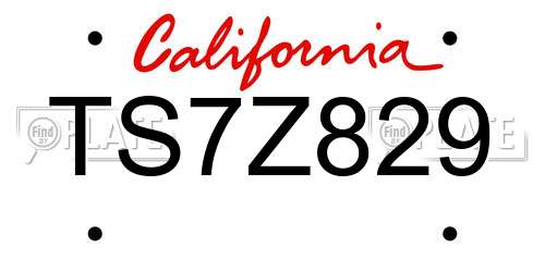 TS7Z829 California License Plate