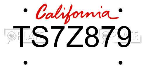 TS7Z879 California License Plate