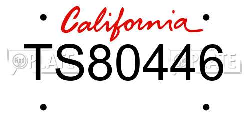 TS80446 California License Plate